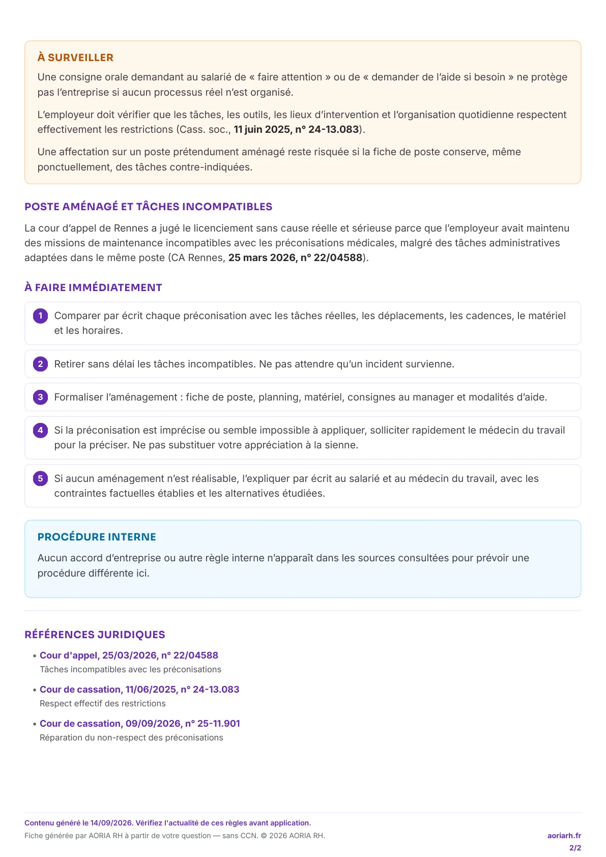 Page 2 sur 2 — Aménagement de poste refusé