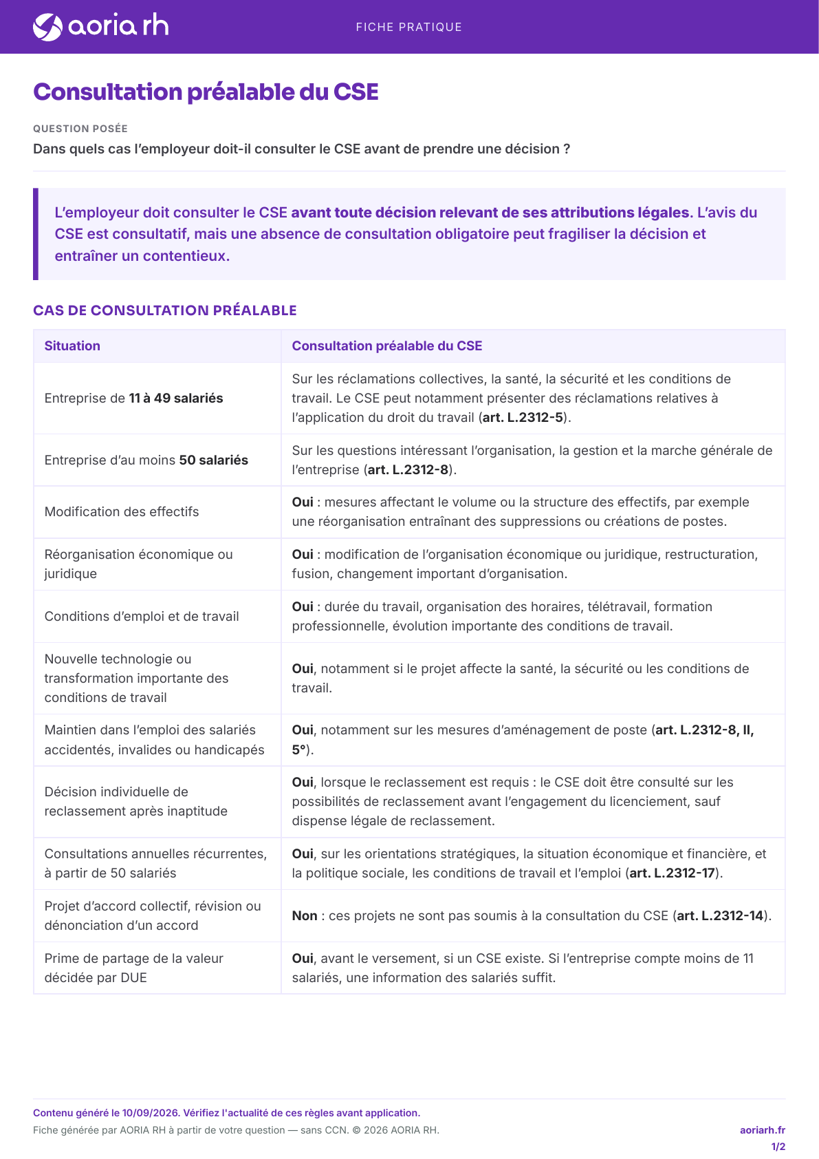 Page 1 sur 2 — Consultation préalable du CSE