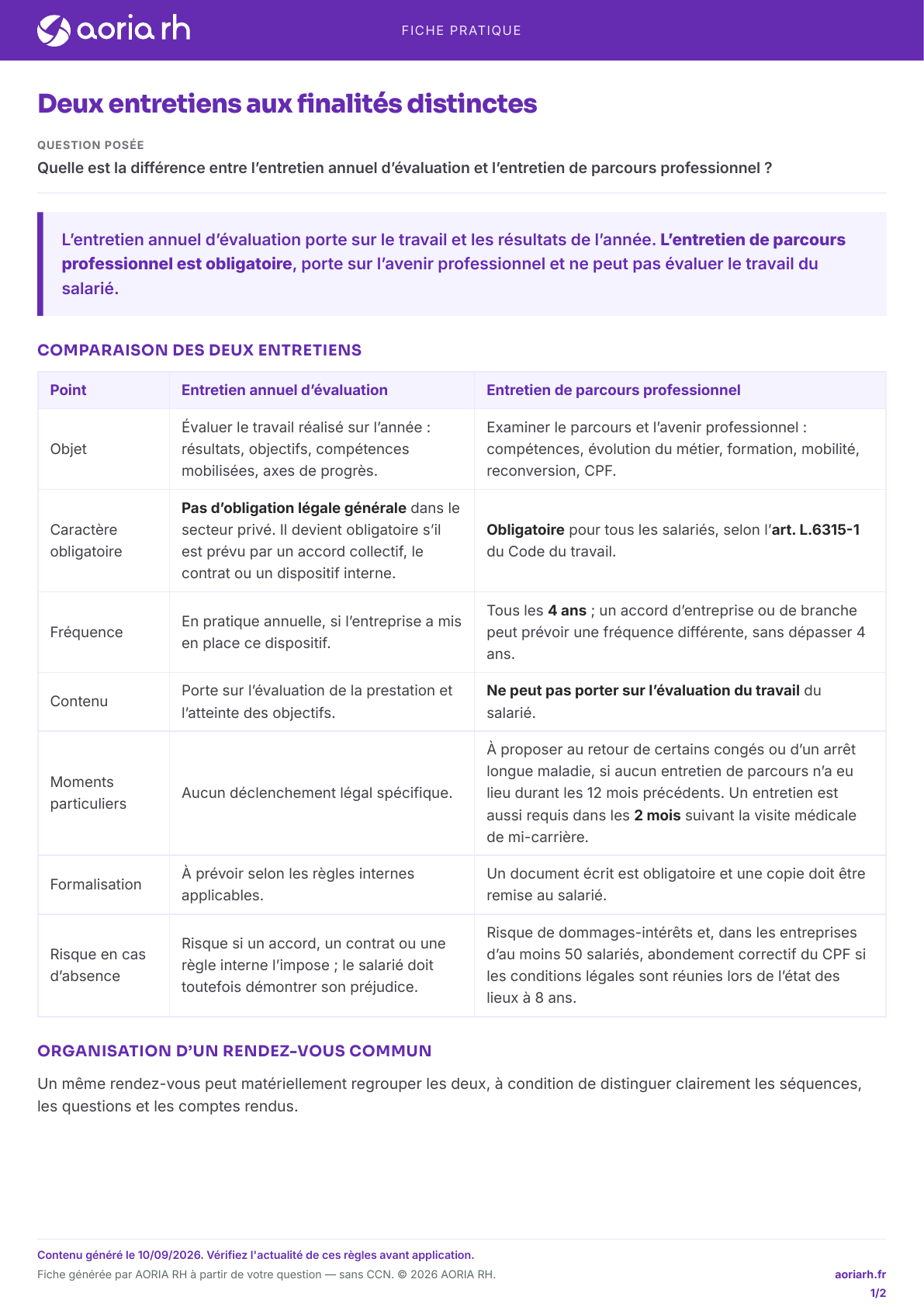Page 1 sur 2 — Deux entretiens aux finalités distinctes