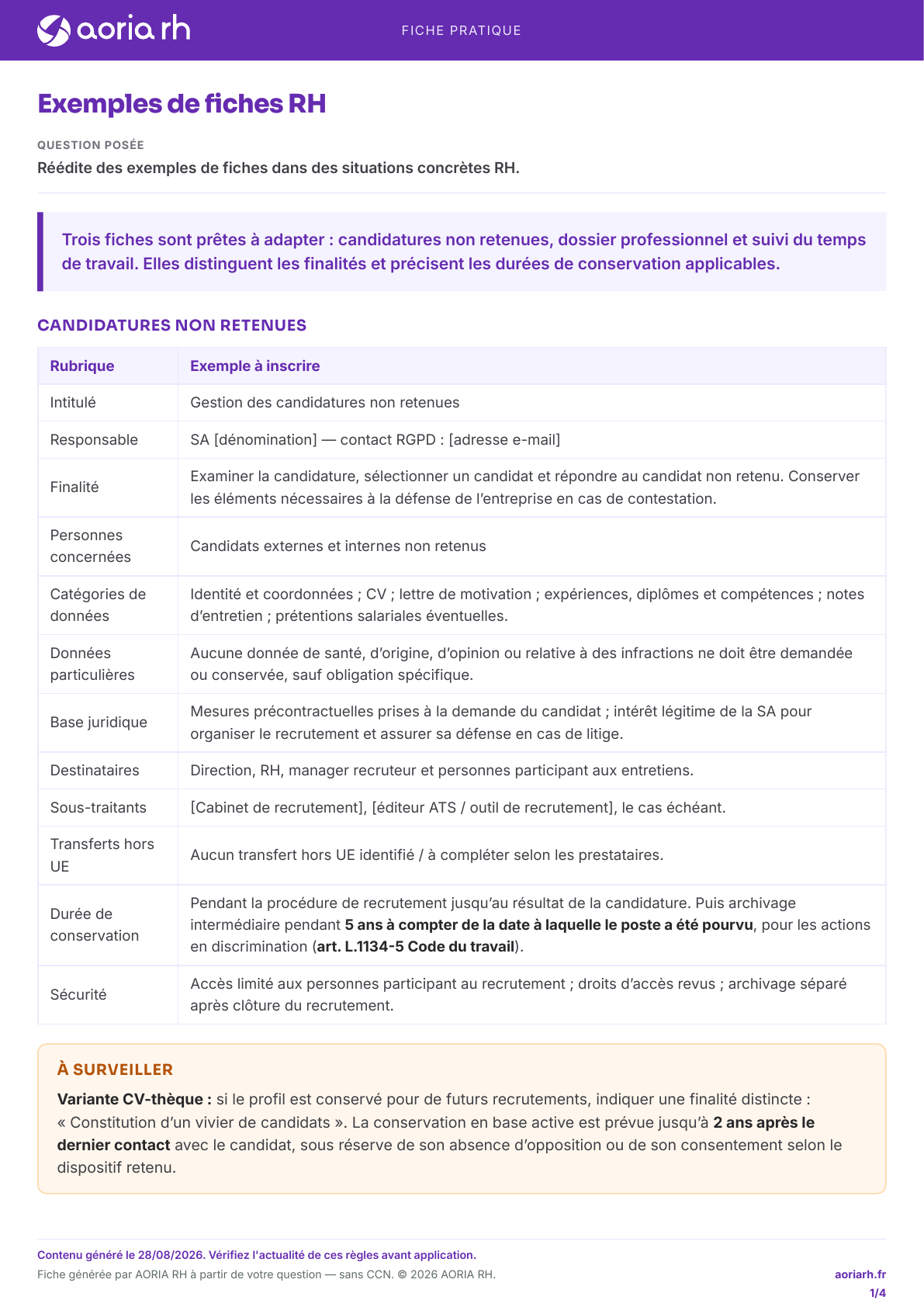 Page 1 sur 4 — Exemples de fiches RH