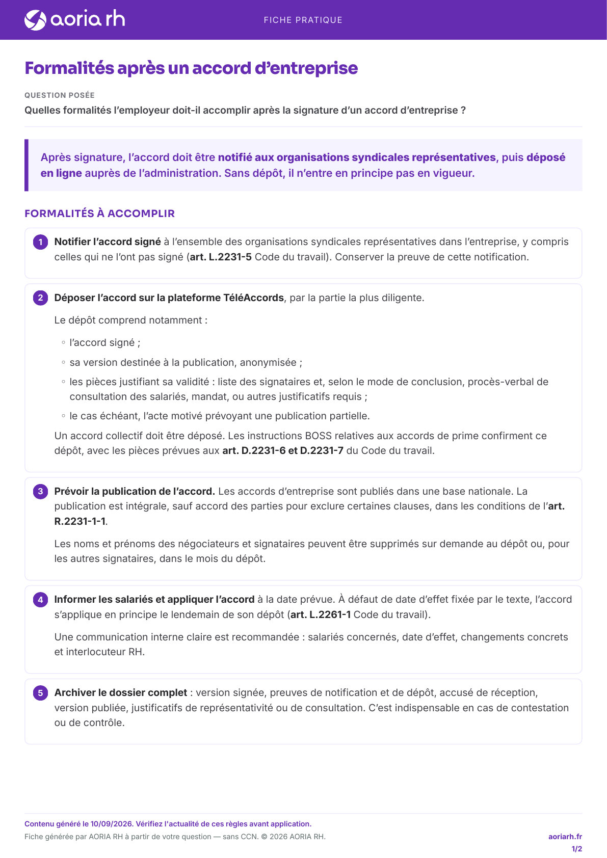 Page 1 sur 2 — Formalités après un accord d’entreprise