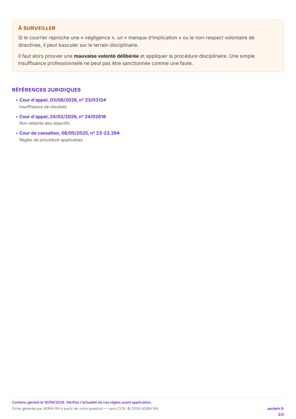 Page 2 sur 2 — Insuffisance professionnelle et résultats