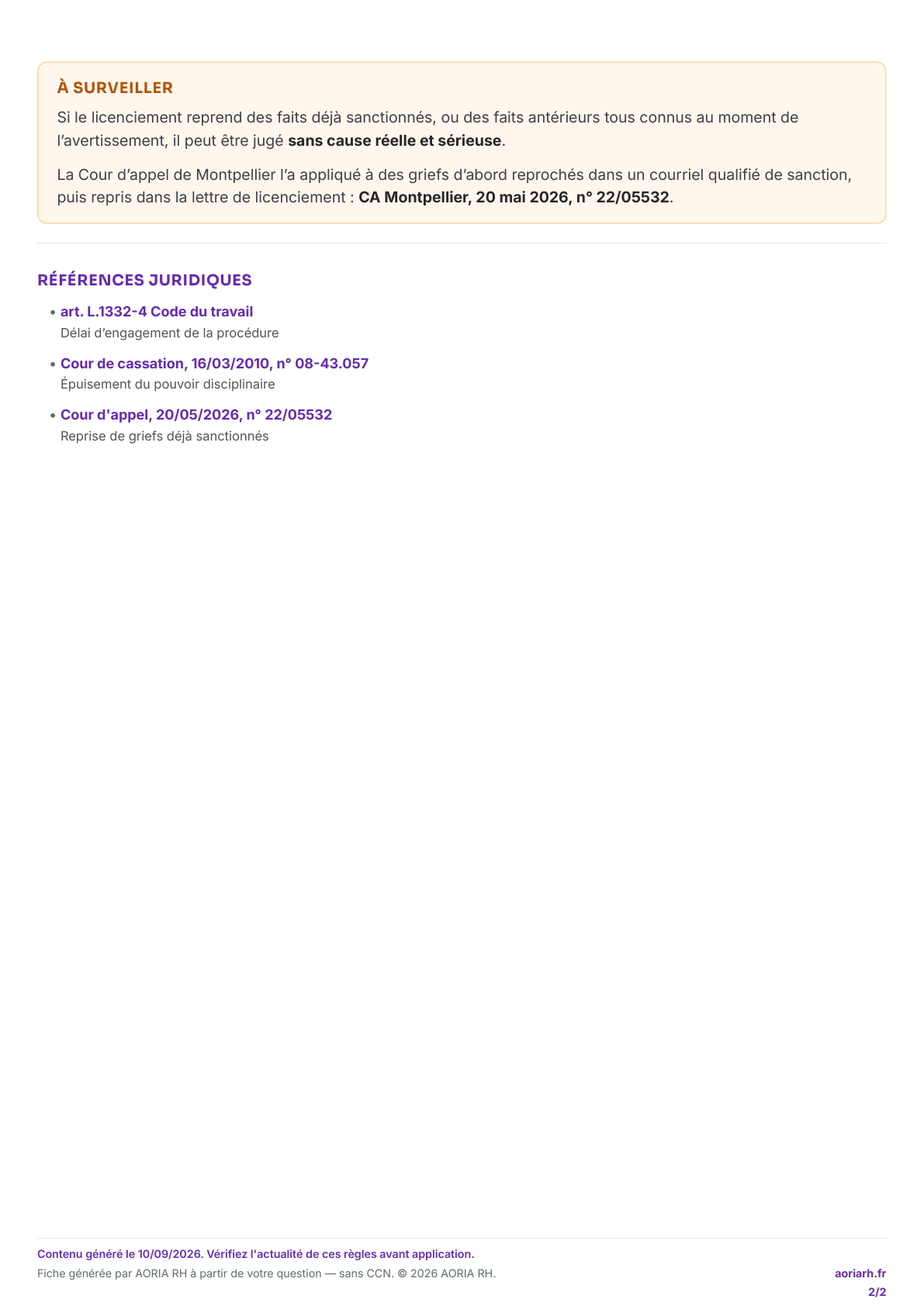 Page 2 sur 2 — Licenciement après avertissement