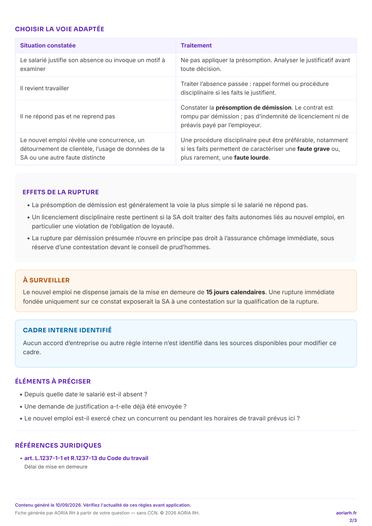 Page 2 sur 3 — Nouvel emploi et abandon de poste
